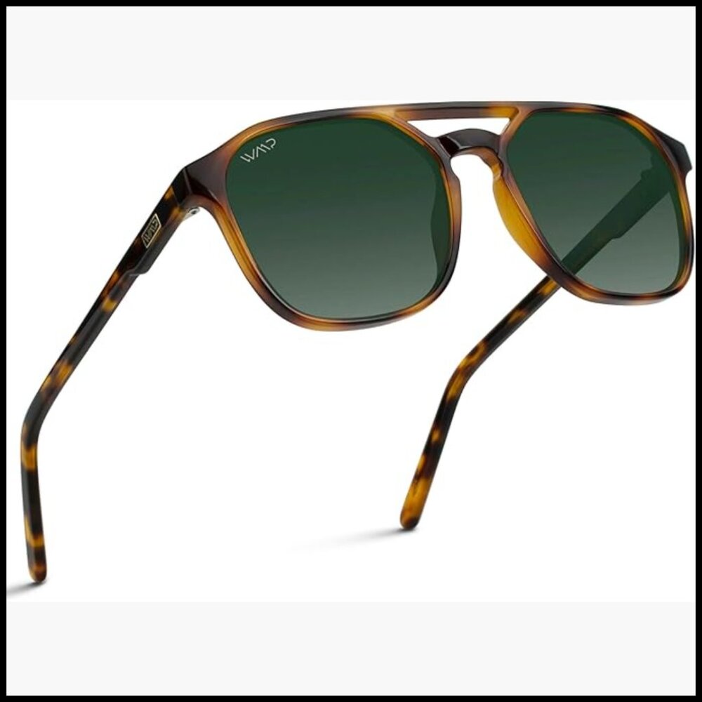 Polarized Double-Bridge Rectangular Sunglasses wi… - image 1